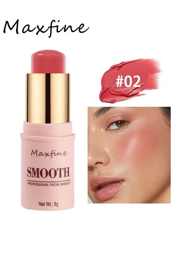 Maxfine Smooth Professional Facial Makeup,Cheeks & Lips  and Eyes, 3 in 1 Creamy Blush,Moisturizing and Delicate Long Lasting Makeup Retention(#02) - Image 1