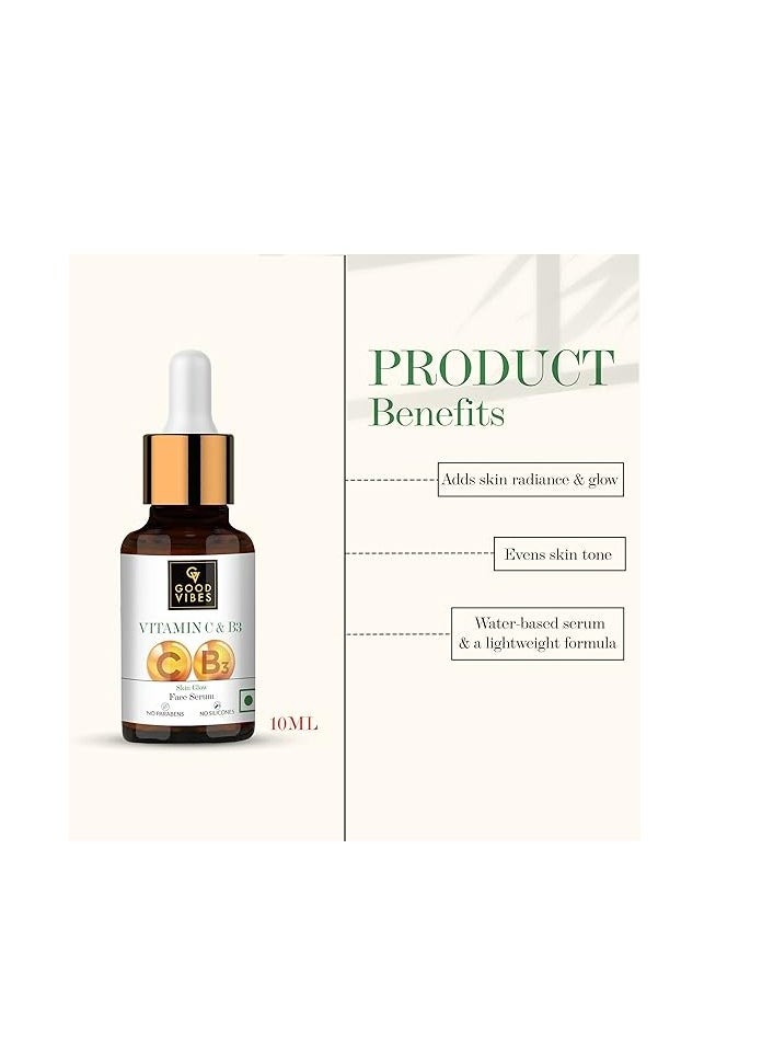 Good Vibes - Good Vibes Vitamin C & Vitamin B3 Skin Glow Serum, 10 ml With Anti Aging Properties Helps Reduce Fine Lines and Wrinkles, Naturally Glowing Face Serum For All Skin Types, , No Parabens & Sulphates - Image 1