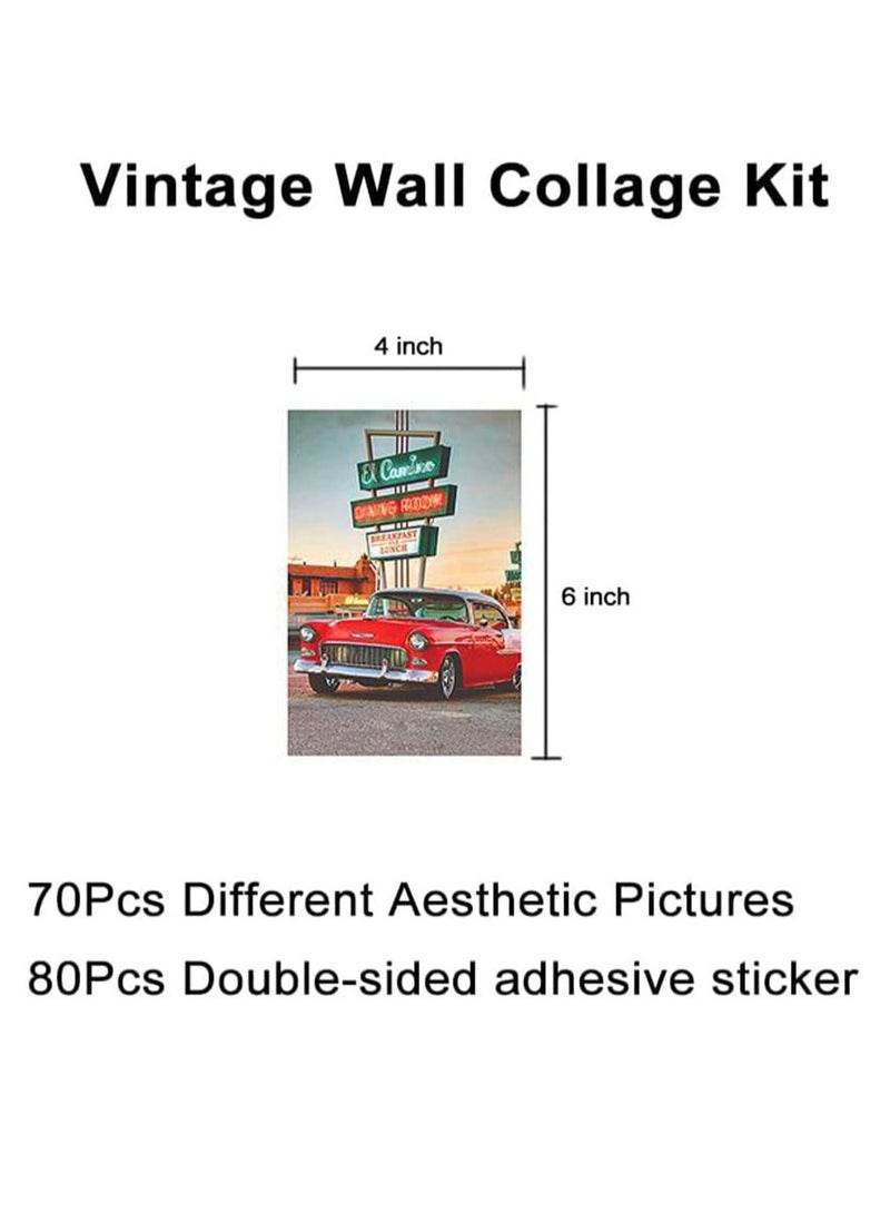 Excefore Retro Wall Collage Kit, Collage Kit for Wall Aesthetic, Retro 80s Room Decor Aesthetic Collage Picture, 70 Pcs 4x6'' VintageWall Art Decor Picture, for Teen Girls Boys Room Bedroom Dorm - Image 2
