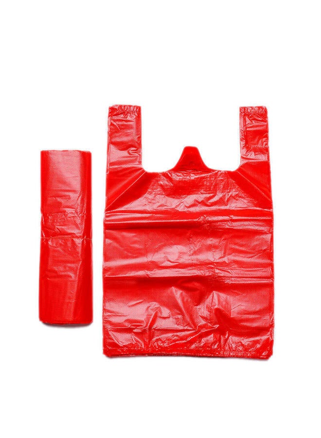 Jiachi Red Vest Bag 24x37cm 100pcs Supermarket Handheld Food Shopping Plastic Vest Bags - Image 2