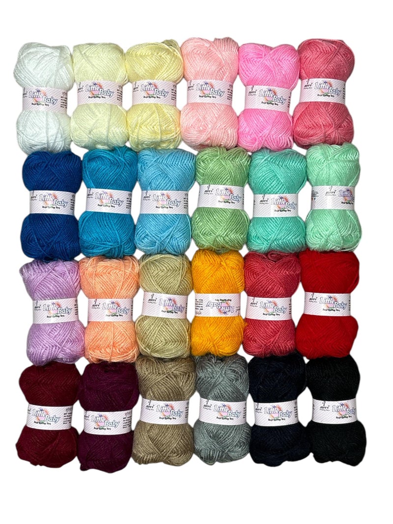 JEFFY JEFFY Multicolor Yarn Pack of 24 Wool Balls (1 Ball / 20 Grams), 480 Grams (aprox) Assorted Bright & Pastel Shades, 100% Acrylic, Ideal for DIY, Knitting & Crocheting Projects. - Image 3