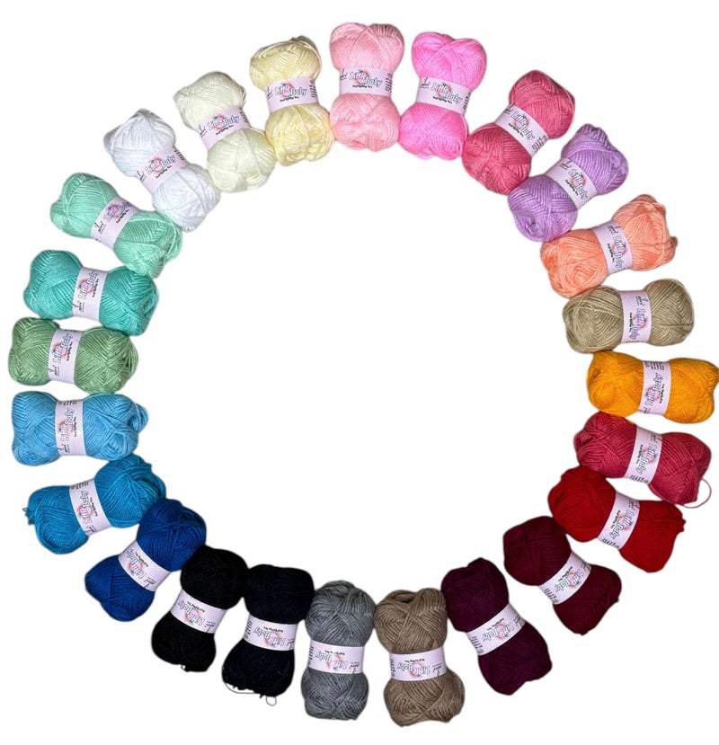 JEFFY JEFFY Multicolor Yarn Pack of 24 Wool Balls (1 Ball / 20 Grams), 480 Grams (aprox) Assorted Bright & Pastel Shades, 100% Acrylic, Ideal for DIY, Knitting & Crocheting Projects. - Image 1