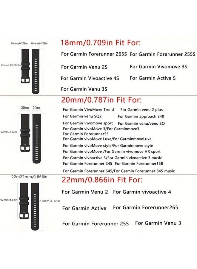 Mixed Color 3 18mm Sport Watch Band For Garmin ForeRunner Vivoactive Vivomove - Image 4