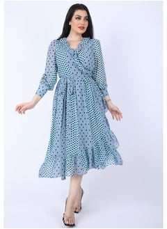 FULL JOY Women's Maxi  Dress with  elegant design and a belt on the waist  - Image 2