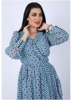 FULL JOY Women's Maxi  Dress with  elegant design and a belt on the waist  - Image 4