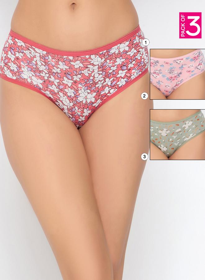 Clovia Pack of 3 - All-Over Floral Print Hipster Briefs - Image 1