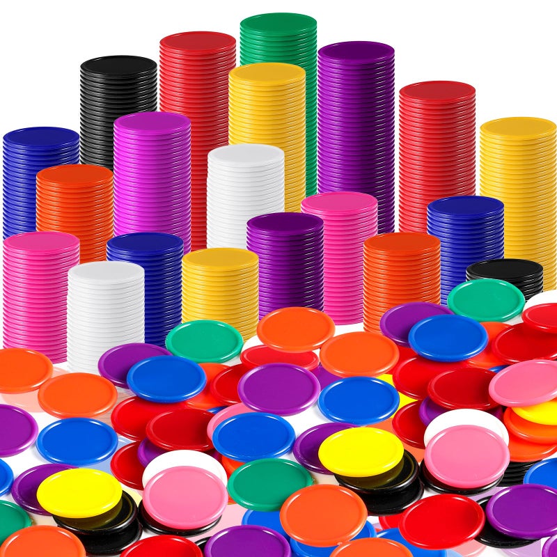 Coopay 1000 Pieces 1 Inch Bingo Chips Bulk 10 Colors Bingo Markers for Math Practice Plastic Learning Counters Disks Counting Discs Poker Chips Game Tokens Kids Reward - Image 3