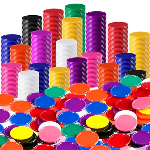 Coopay 1000 Pieces 1 Inch Bingo Chips Bulk 10 Colors Bingo Markers for Math Practice Plastic Learning Counters Disks Counting Discs Poker Chips Game Tokens Kids Reward - Image 1