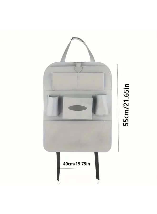 Car Seat Organizer With Overhead Storage Heavy Duty Multi Tiered Cup Holders Phone Holder Storage Compartments For Front Rear Seats Compatible With SUVs Sedans Trucks Hands Free Access Ideal For Commuters Business Travel Road Trips Car Interior Organizer Behind Seat Storage Car Accessories Interior Storage Backseat Storage Organizer Hanging Felt Organizer Black - Image 3