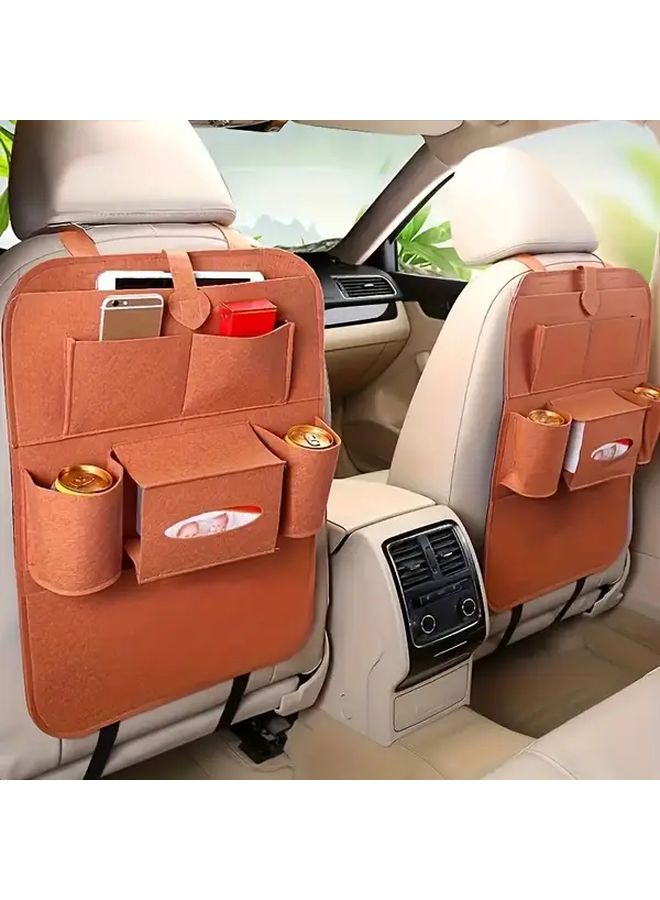 Car Seat Organizer With Overhead Storage Heavy Duty Multi Tiered Cup Holders Phone Holder Storage Compartments For Front Rear Seats Compatible With SUVs Sedans Trucks Hands Free Access Ideal For Commuters Business Travel Road Trips Car Interior Organizer Behind Seat Storage Car Accessories Interior Storage Backseat Storage Organizer Hanging Felt Organizer Black - Image 2