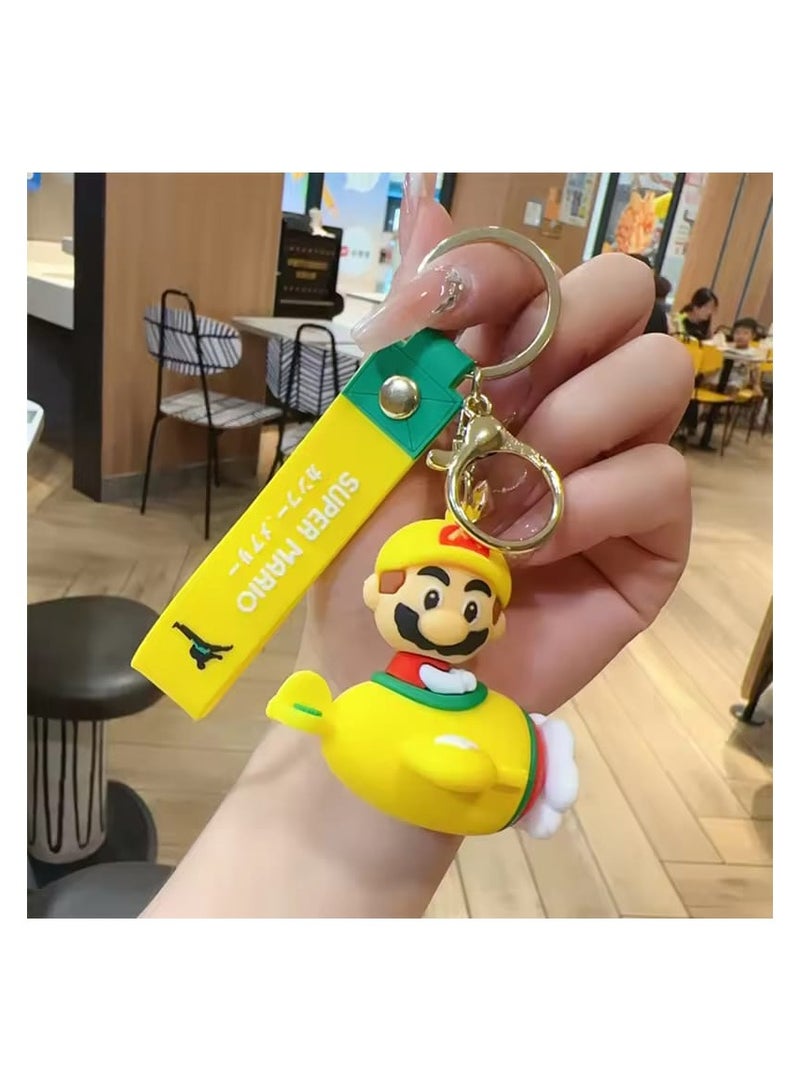 Super Mario Keychain Cute Cartoon Aniem Figures Fly Airplane Series Pendants Student Backpack Key Ring Doll Birthday Gifts - Image 1