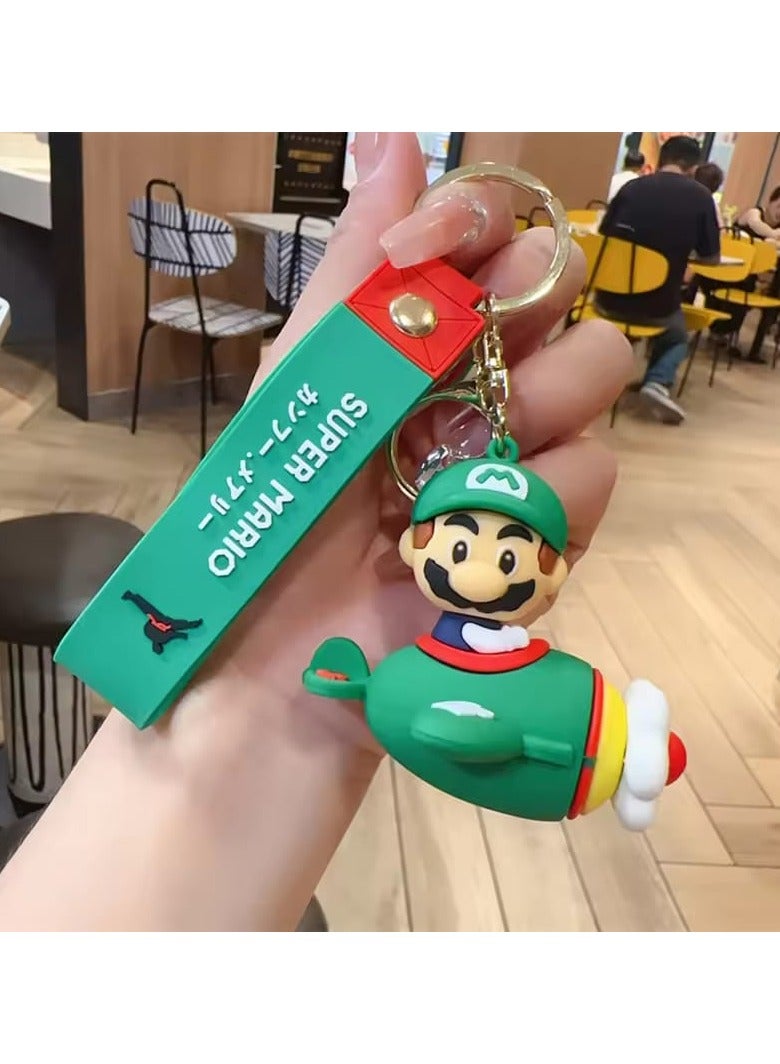 Super Mario Keychain Cute Cartoon Aniem Figures Fly Airplane Series Pendants Student Backpack Key Ring Doll Birthday Gifts - Image 2