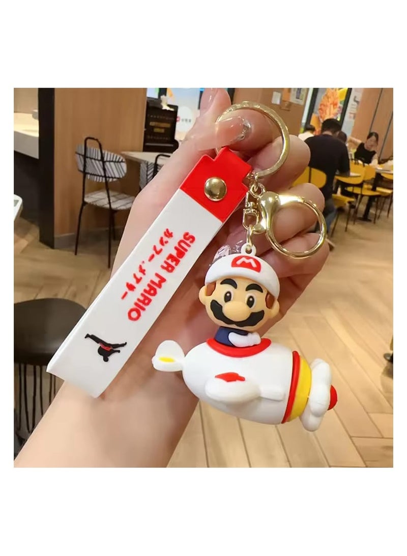 Super Mario Keychain Cute Cartoon Aniem Figures Fly Airplane Series Pendants Student Backpack Key Ring Doll Birthday Gifts - Image 3