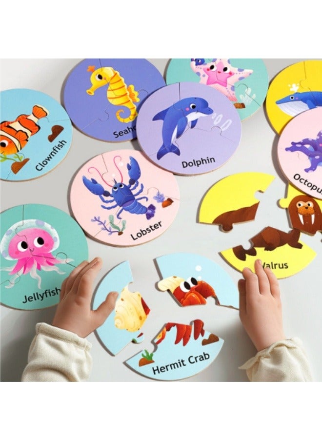 تريهول ألعاب تركيب الصور المقطوعة الخشبية التعليمية للأطفال - حيوانات بحرية - Image 2