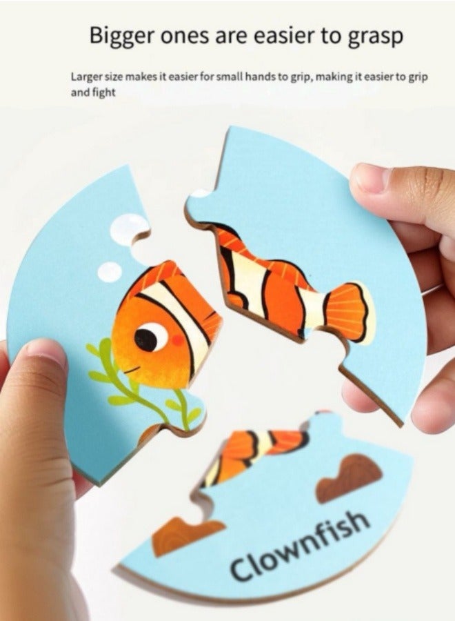 تريهول ألعاب تركيب الصور المقطوعة الخشبية التعليمية للأطفال - حيوانات بحرية - Image 4