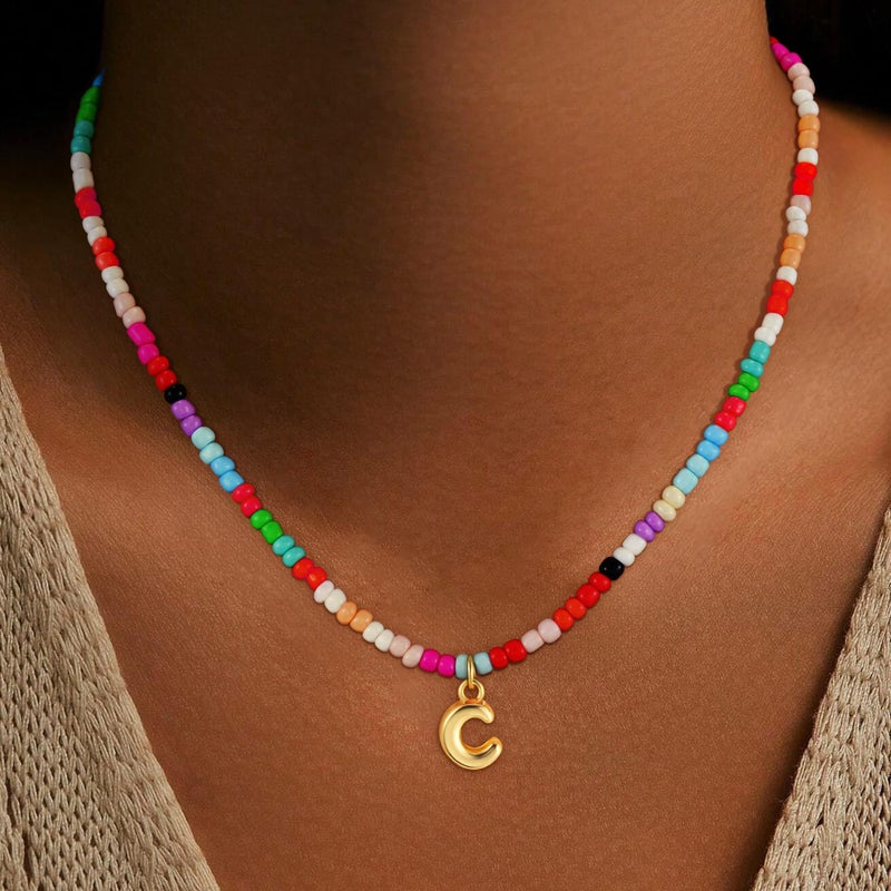 Maxcate Easter Gifts for Kids Girls - Bubble Colorful Initial Necklaces for Women Girl Letter A Initial Necklace Birthday Teen Girl Gifts,Easter Basket Stuffers for Teens Toddler Kids Jewelry - Image 4