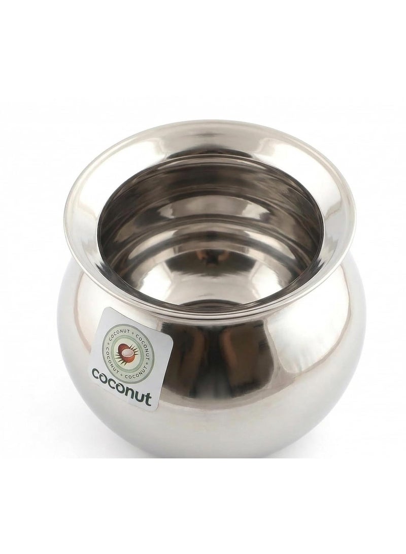 Coconut Stainless Steel Heavy Gauge Pongal Pot | Gundu Balloon Handi | Multipurpose Steel Cooking Vessel | Rust Resistant, Durable Kitchen Pot for Daily & Festival Use (7000ml) - Image 4