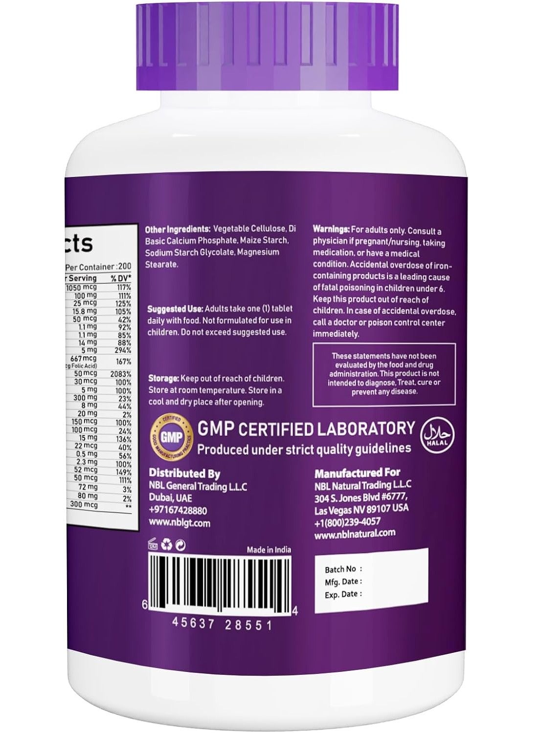 Nbl Natural Women'S Multivitamin 50+ & Multimineral Once Dail Tablets 200'S