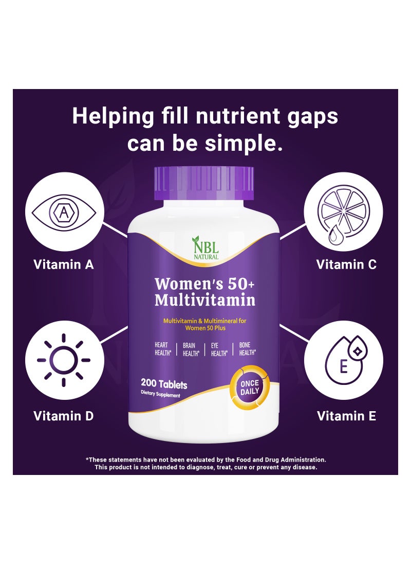 NBL Natural Women's Multivitamin 50+ & Multimineral, Once Daily, 200 Tablets  - Image 5