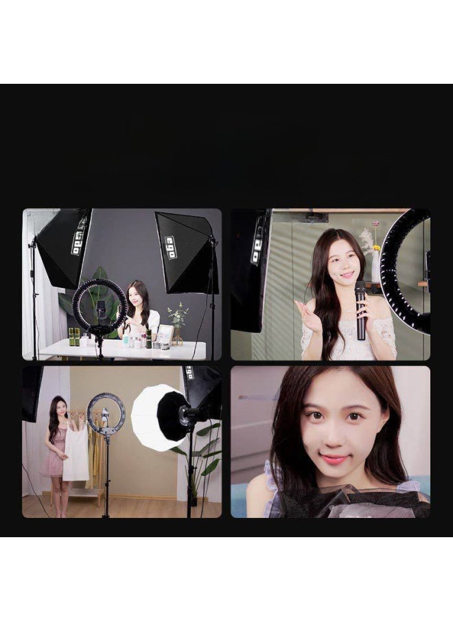 General - Three-Color Live Broadcast Fill Light Beauty Soft Light Photography Equipment Camera Room Lighting Makeup Light Source-Light Source Color:Double Lamp 【recommend ☆ High Display SY6000 Three-color Rem - Image 1