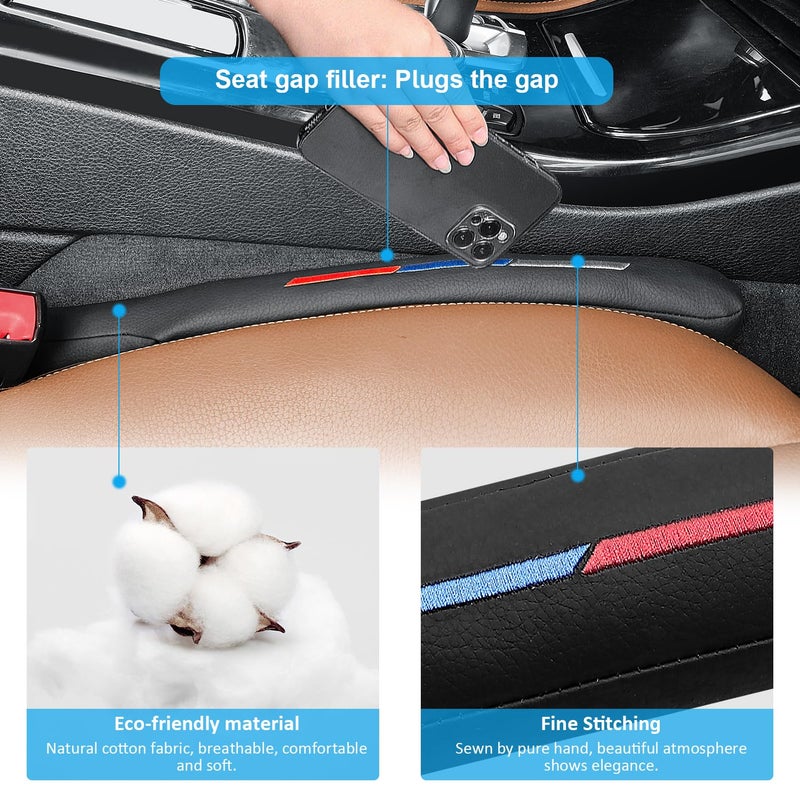 Nosxxus Sports Style Leather Car Seat Gap Filler Spacer Universal Seat Gap Filler Plug Compatible with BMWSeries M1 M3 M5 X1 X5 X6 Z4 3 5 7 Series Console Stop Things from Dropping - Image 3