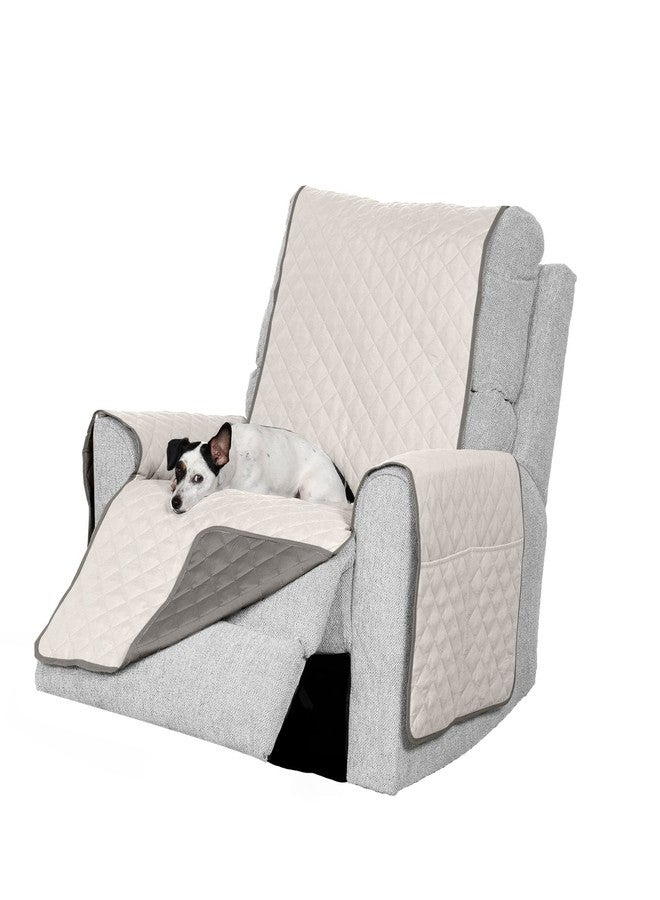 غطاء كرسي استرخاء مقاوم للماء وقابل للعكس من فورهافن، مزود بجيوب جانبية، مناسب للكلاب والقطط والأطفال - غطاء أثاث غرفة معيشة مبطن بلونين - رمادي/ضبابي، كرسي استرخاء - Image 2