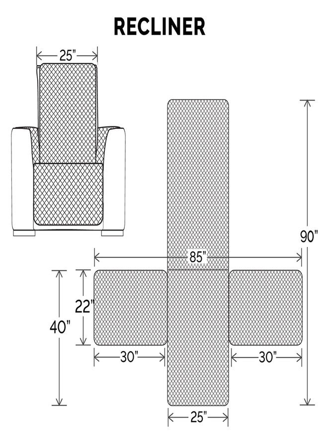 غطاء كرسي استرخاء مقاوم للماء وقابل للعكس من فورهافن، مزود بجيوب جانبية، مناسب للكلاب والقطط والأطفال - غطاء أثاث غرفة معيشة مبطن بلونين - رمادي/ضبابي، كرسي استرخاء - Image 3