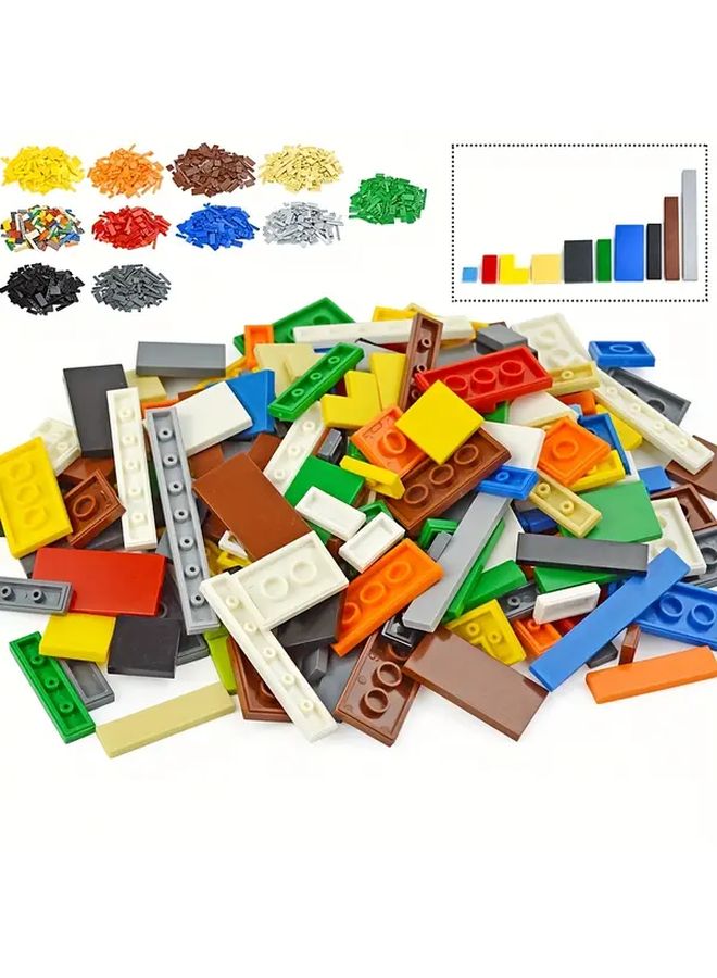 Mixed Color 150Pcs Building Block Flat Plates 1x1 1x2 1x6 Dots Thin Tiles Bulk Bricks - Image 1