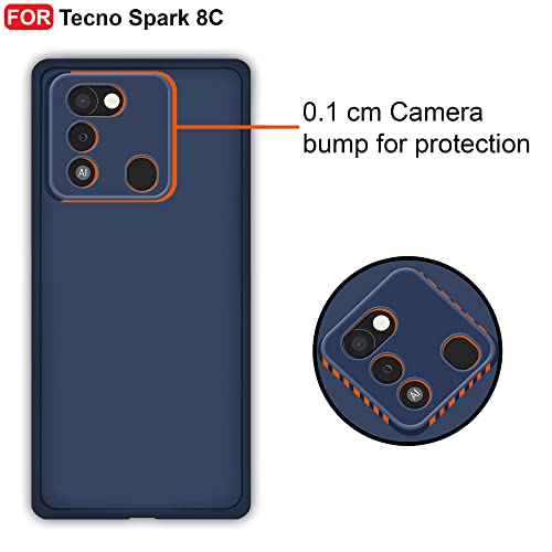 CEDO Back Cover for Tecno Spark 8c | Camera Bump Protection & Inner Velvet Fabric Lining | Ultra Slim Matte Soft Rubberised Case Cover (Blue) - Image 3