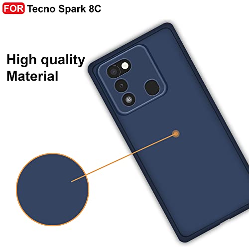 CEDO Back Cover for Tecno Spark 8c | Camera Bump Protection & Inner Velvet Fabric Lining | Ultra Slim Matte Soft Rubberised Case Cover (Blue) - Image 5
