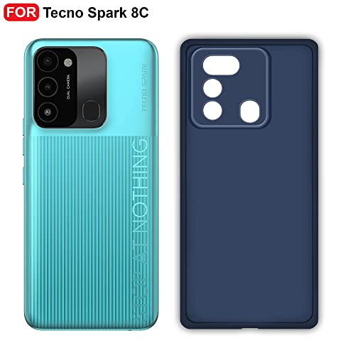 CEDO Back Cover for Tecno Spark 8c | Camera Bump Protection & Inner Velvet Fabric Lining | Ultra Slim Matte Soft Rubberised Case Cover (Blue) - Image 2