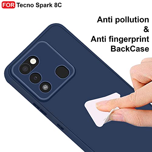 CEDO Back Cover for Tecno Spark 8c | Camera Bump Protection & Inner Velvet Fabric Lining | Ultra Slim Matte Soft Rubberised Case Cover (Blue) - Image 4