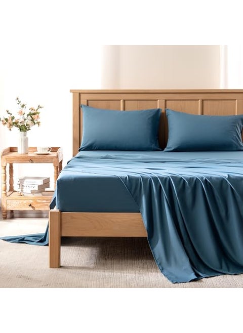 Comfort Spaces Queen Cooling Sheets Moisture Wicking Coolmax Sheets Soft Colorfast Sheet Set Cooling Bed Sheets For Hot Sleepers Elastic Deep Pocket Fits Up to 16 Mattress Queen Teal 4 Piece