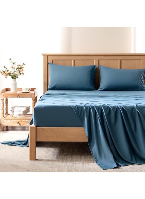 Comfort Spaces Comfort Spaces Queen Cooling Sheets Moisture Wicking Coolmax Sheets Soft Colorfast Sheet Set Cooling Bed Sheets For Hot Sleepers Elastic Deep Pocket Fits Up to 16 Mattress Queen Teal 4 Piece 