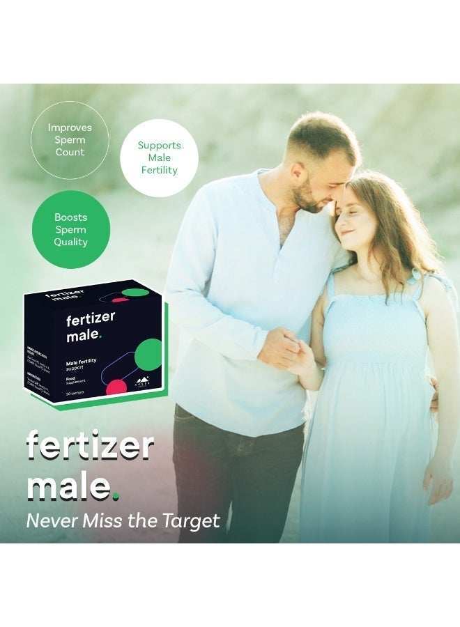Fertizer Male Fertility Support Sachets 30 Pack – L-Carnitine, Zinc & CoQ10 – Supports Sperm Count & Motility - Image 1