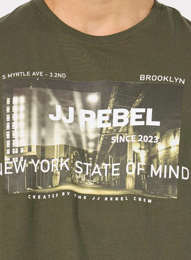 JJ Rebel JJ REBEL Photo Graphic Print Crew Neck T-Shirt