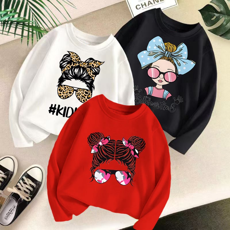 Cross-border Girls' Long-sleeved T-shirt 2024 New Style Children's Spring and Autumn Loose Top Girls' Inner Wear Foreign Trade Children's Wear - Image 4