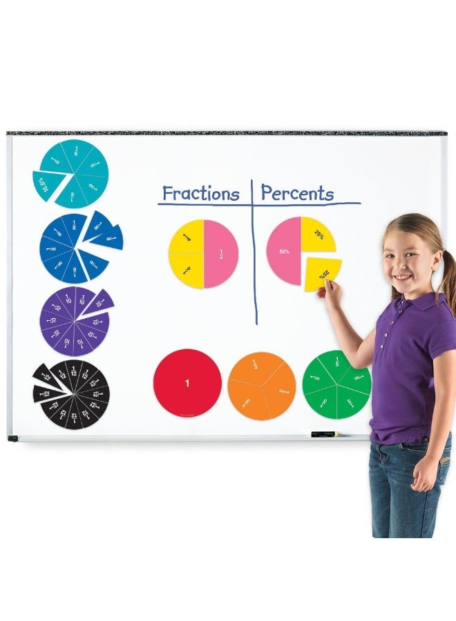 Learning Resources Double-Sided Magnetic Demonstration Rainbow Fraction Circles, Visualize Fractions And Percentages, Ideal For Whiteboard Demonstrations, Includes 9 Magnetic Circles And Activity Guide, For Ages 6+ - Image 2