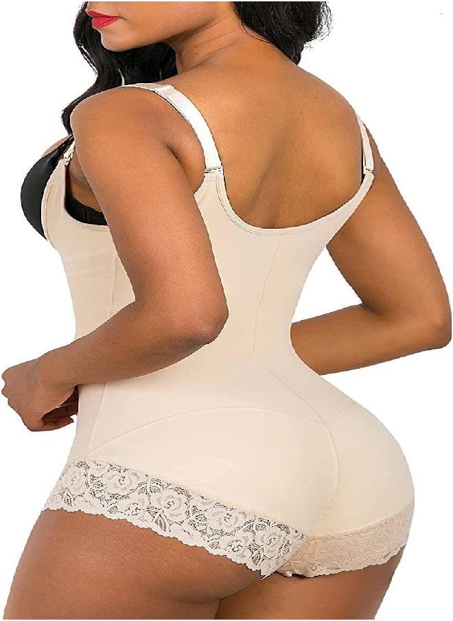 SHAPERX SHAPERX Women Shapewear Tummy Control Fajas Colombianas Body Shaper Zipper Open Bust Bodysuit, SZ7200-Beige-M  - Image 2