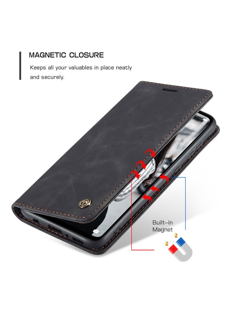 CaseMe Phone Case Luxury PU Leather Design 013 Flip Cover Card Slot Holder Cover For Huawei P30 Lite (Black ) - Image 3