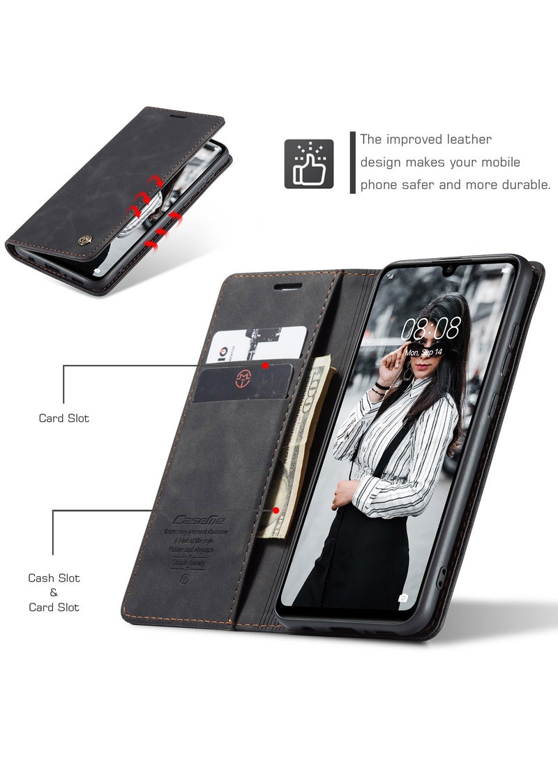 CaseMe Phone Case Luxury PU Leather Design 013 Flip Cover Card Slot Holder Cover For Huawei P30 Lite (Black ) - Image 4