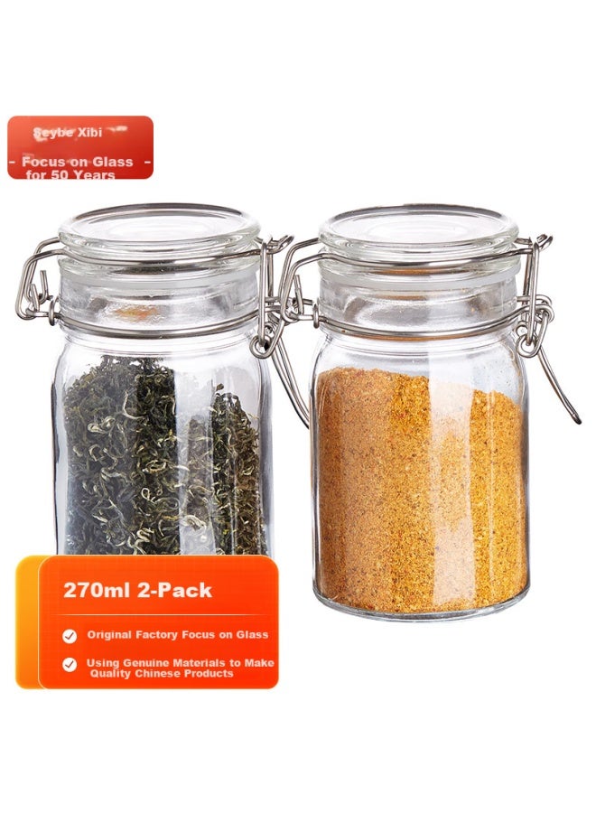 Scybe Glass Storage Jars, Small Size For Jam, Honey, Kitchen Seasonings, 270ml, Set Of 2 - Image 2