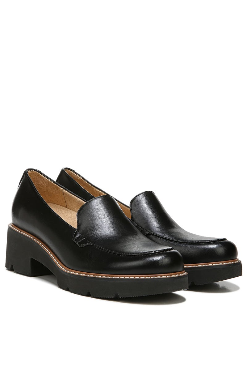 Naturalizer Womens Cabaret Slip On Lightweight Lug Heeled Loafer, Black Smooth, 8.5 M - Image 1