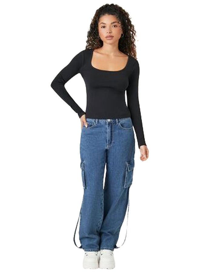 FOREVER 21 Square-Neck Long-Sleeve Top - Image 1