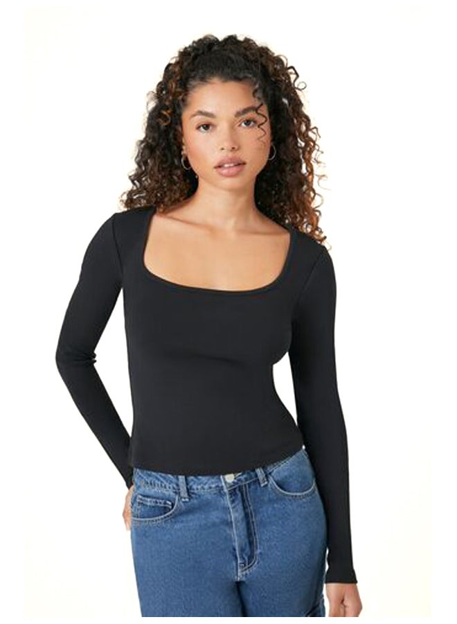 FOREVER 21 Square-Neck Long-Sleeve Top - Image 3