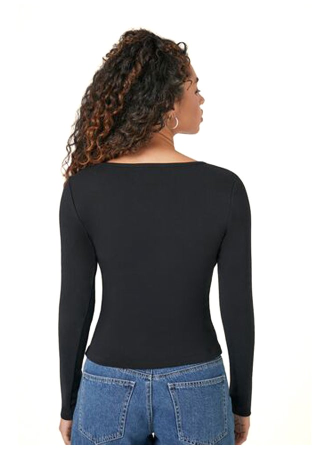 FOREVER 21 Square-Neck Long-Sleeve Top - Image 4