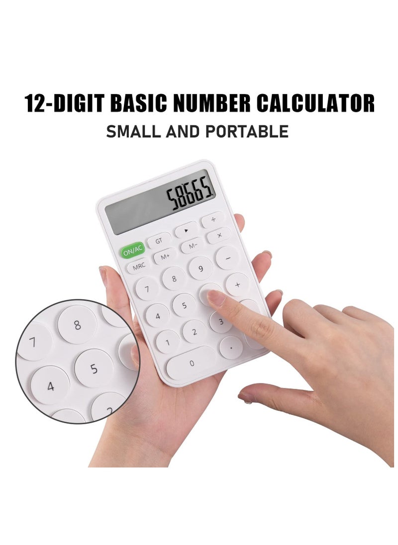 Desktop Calculator for Students, Office Supplies and Accessories, 12-Digit LCD Display Battery Basic Desk Pocket Calculators, Basic Office Calculator, for School Office Home Supplies,White - Image 3