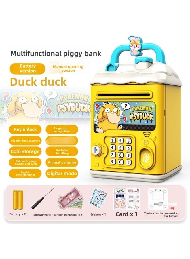 Cartoon Explosions Piggy Bank Manual Opening Creative Children's Piggy Bank Fingerprint Digital Password Key Unlock Multi-function-Color:797/daya Battery Version {multi-function Manual Door Opening} Free Gift Package - Image 1