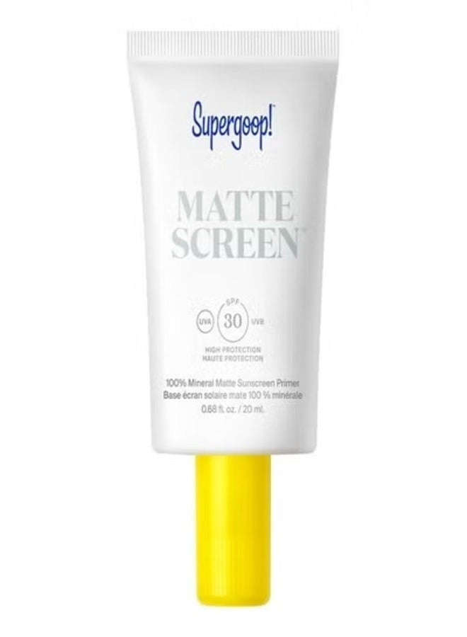 Supergoop! Mattescreen Sunscreen SPF 30 (20ml) – Broad-Spectrum, Shine-Control Face Sunscreen with a Matte Finish and Blurring Effect, Ideal for Oily Skin and Makeup Primer Use - Image 1
