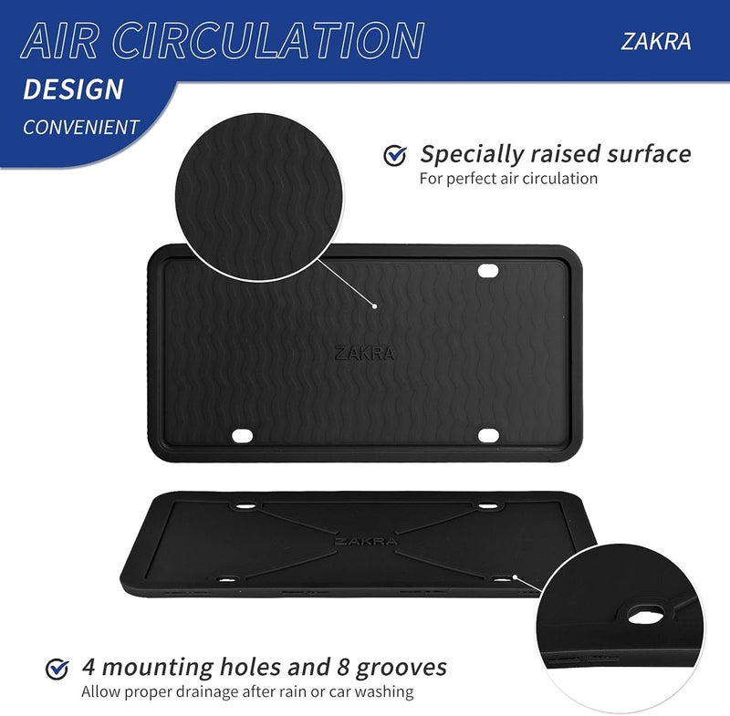 ZAKRA Silicone License Plate Frames - 2 Pack - Image 2